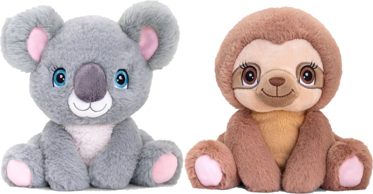 Keel Toys - Pluche Knuffel Dieren Bosvriendjes Set Koala En Luiaard 25 Cm - Knuffeldier
