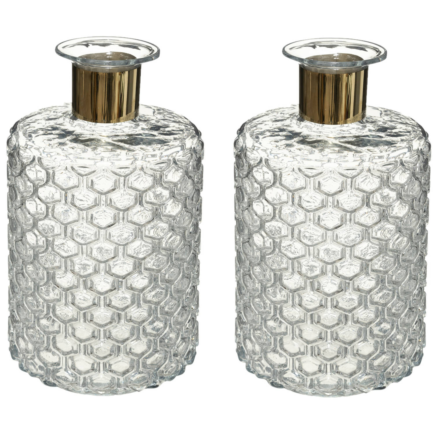 Bloemenvaas - 2x - Elegance - Apotheker Fles Vorm - Transparant - Glas - H26 X D15 Cm - Vazen