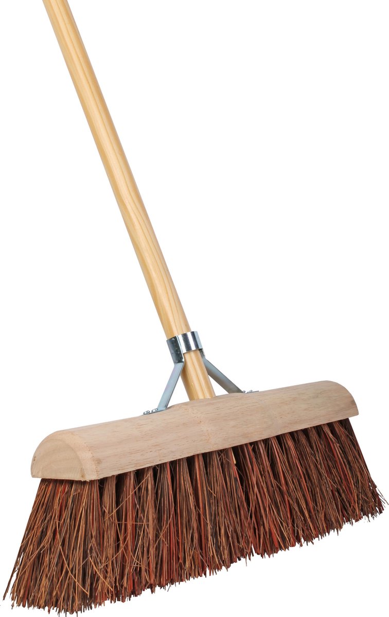 Talen Tools Buitenbezem - Fsc Hout - Nylon - 45 Cm - 30 Mm Bezemsteel - 140 Cm - Bezem - Beige