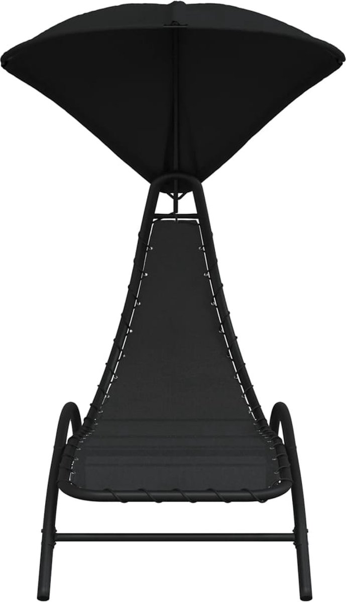 Vidaxl Ligbed Met Luifel 167x80x195 Cm Stof En Staal - Zwart