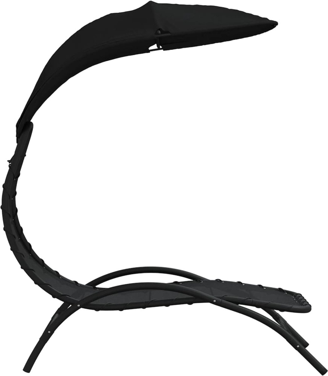 Vidaxl Ligbed Met Luifel 167x80x195 Cm Stof En Staal - Zwart