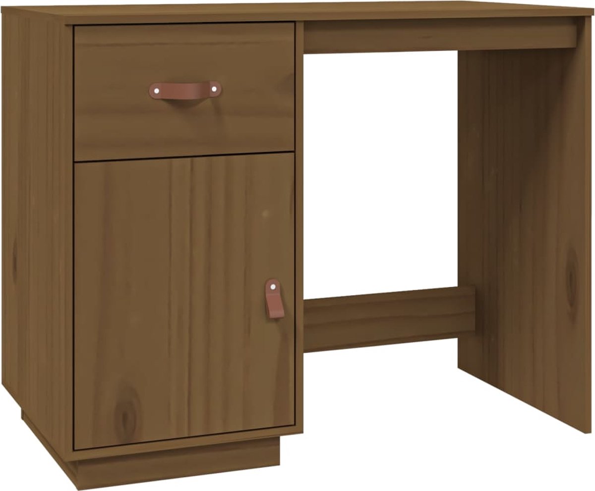 Vidaxl Bureau Met Kastjes 135x50x75 Cm Massief Grenenhout Honing - Bruin