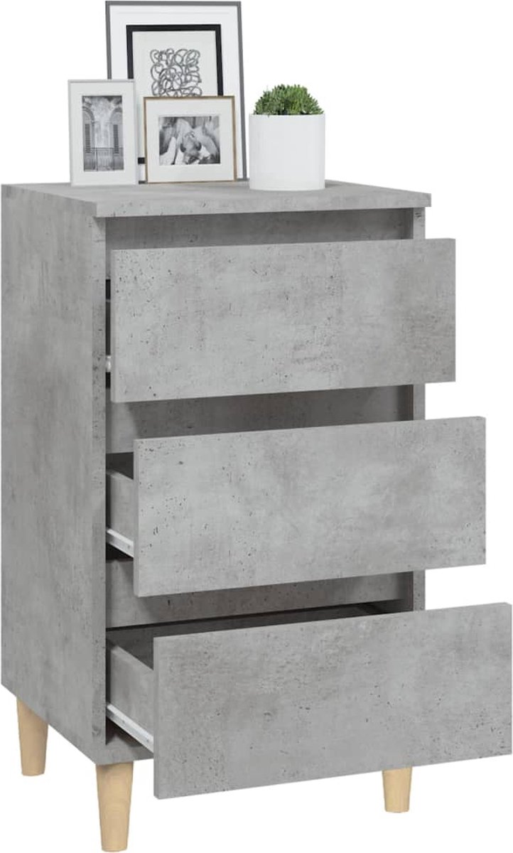 Vidaxl Nachtkastje 40x35x70 Cm Bewerkt Hout Beton - Grijs