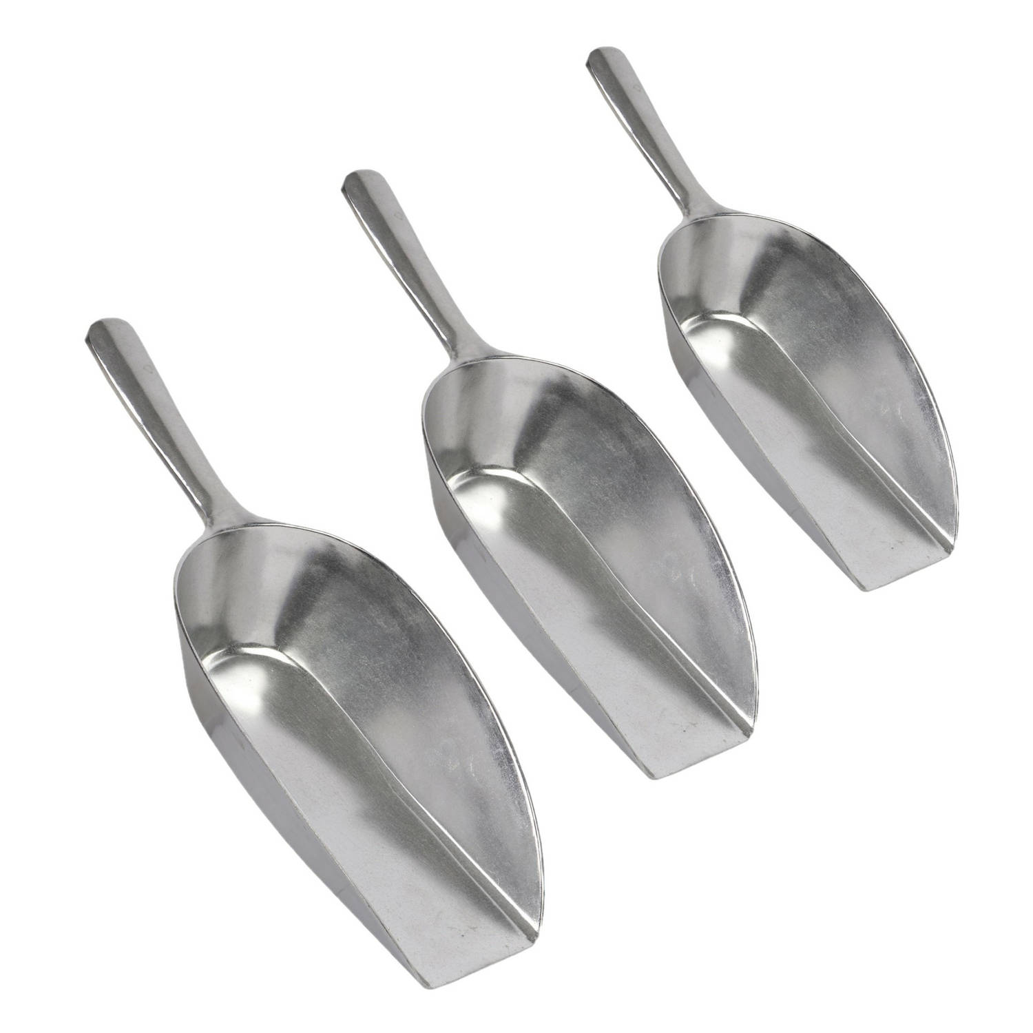 Talen Tools Multifunctionele Toepasbare Scheppen Set Van 3x Zilver Roestvrij Staal 29/25/21 Cm - Multischeppen - Silver