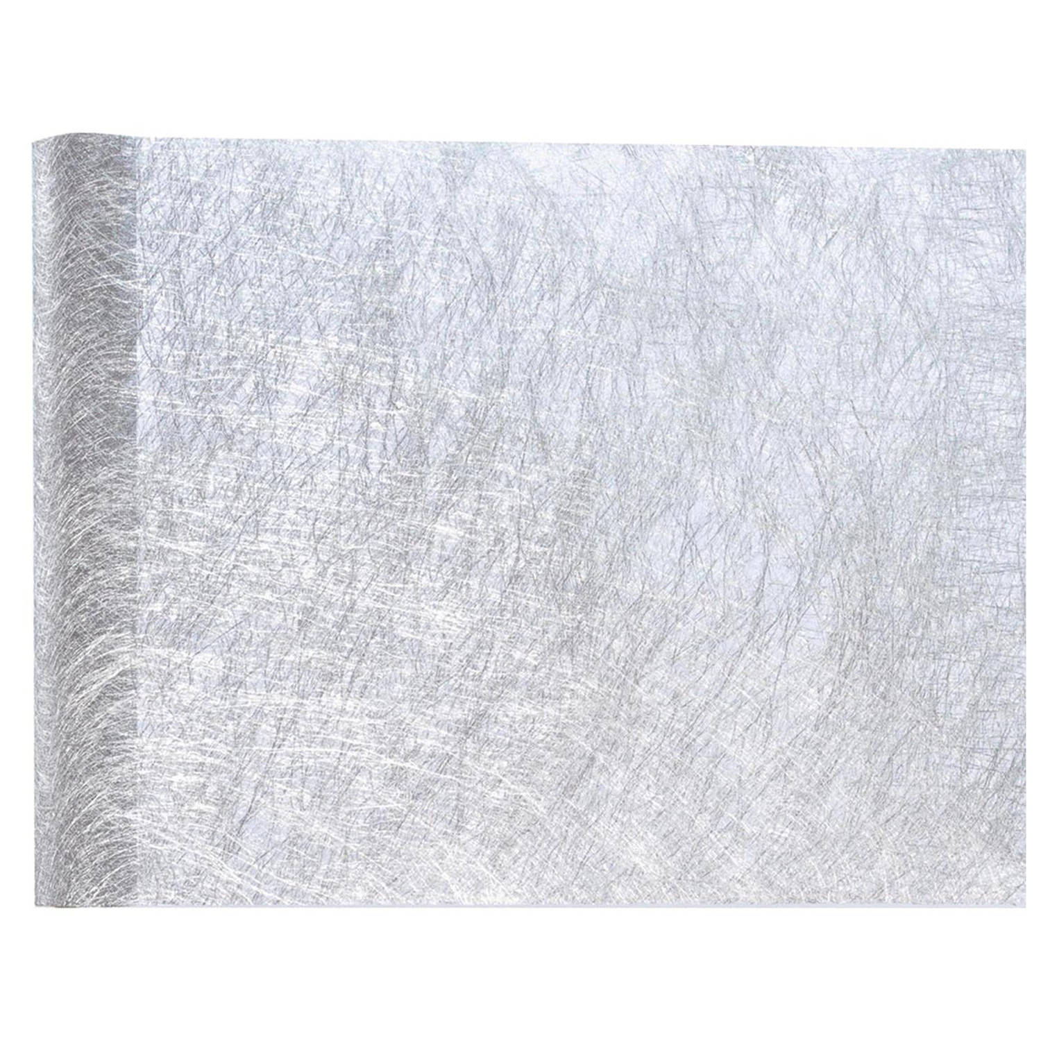 Santex Tafelloper Op Rol - Metallic Zilver - 30 X 500 Cm - Non Woven Polyester - Feesttafelkleden - Silver