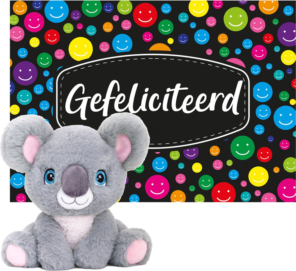 Keel Toys - Cadeaukaart Gefeliciteerd Met Knuffeldier Koala 25 Cm - Knuffeldier