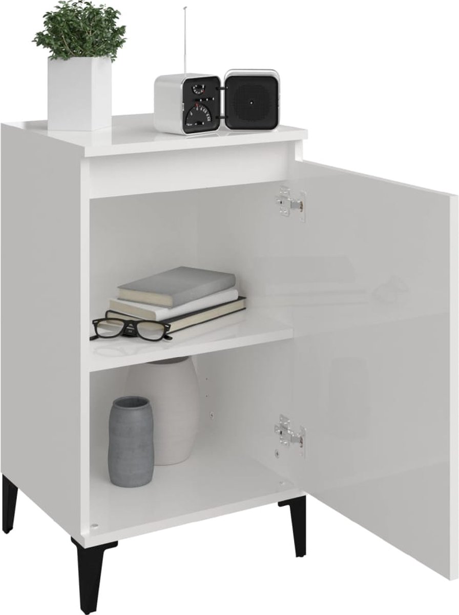 Vidaxl Nachtkastjes 2 St 40x35x70 Cm Bewerkt Hout Hoogglans Wit