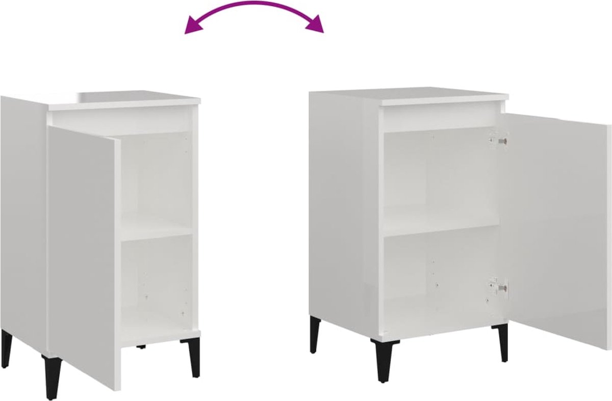 Vidaxl Nachtkastjes 2 St 40x35x70 Cm Bewerkt Hout Hoogglans Wit