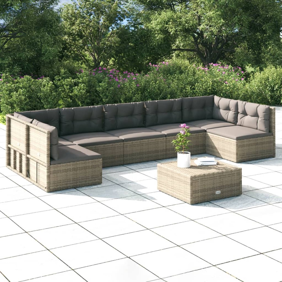 Vidaxl 6-delige Loungeset Met Kussens Poly Rattan - Grijs