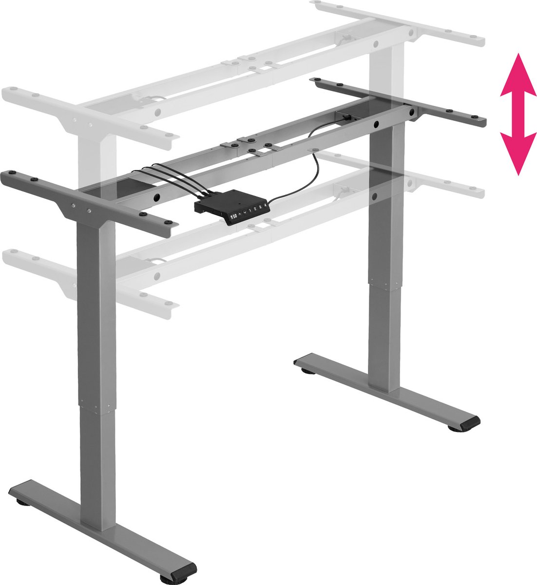 Tectake - Elektrisch Zit Sta Bureau - Verstelbaar Tafelframe Melville 404312 - Grijs