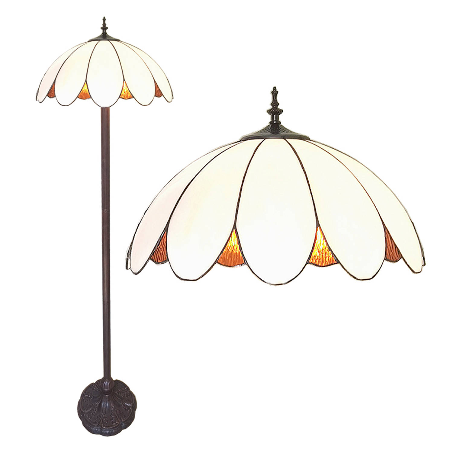 HAES deco - Tiffany Vloerlamp Wit Ø 46x166 Cm E27/max 2x60w