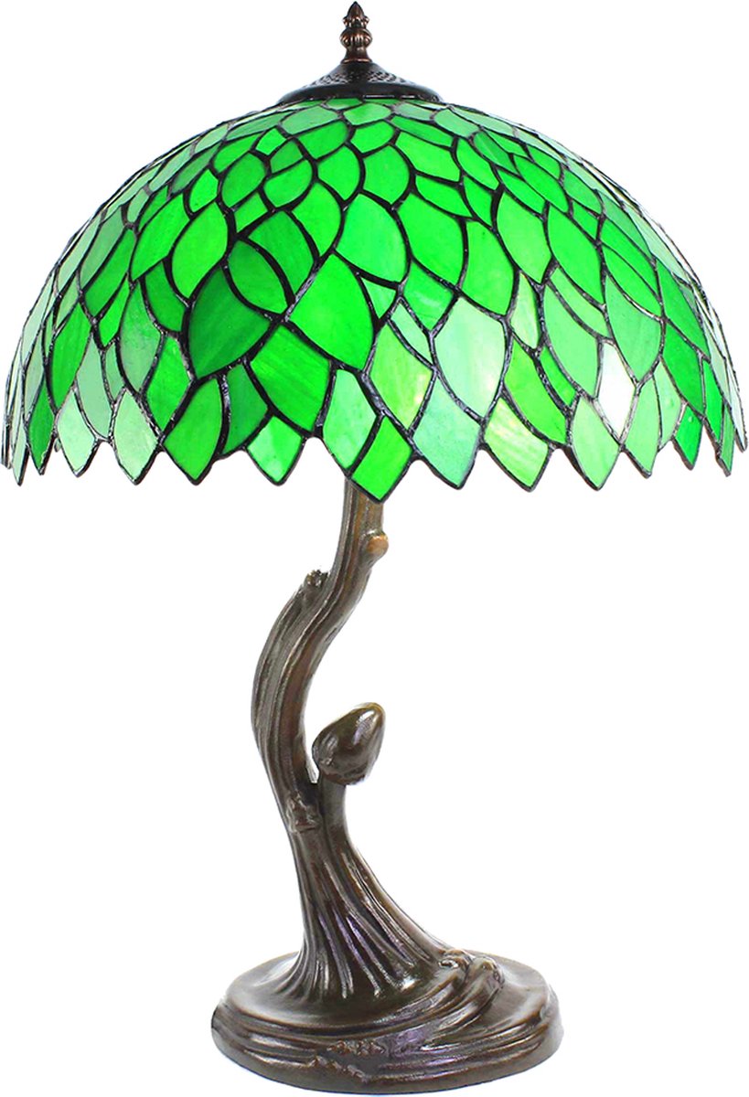 HAES deco - Tiffany Tafellamp Groen Ø 41x57 Cm Fitting E27 / Lamp Max 2x60w