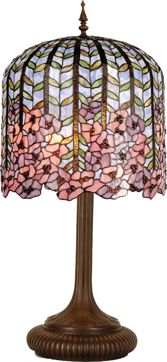 HAES deco - Tiffany Tafellamp Blauw, Roze Ø 40x84 Cm Fitting E27 / Lamp Max 3x60w