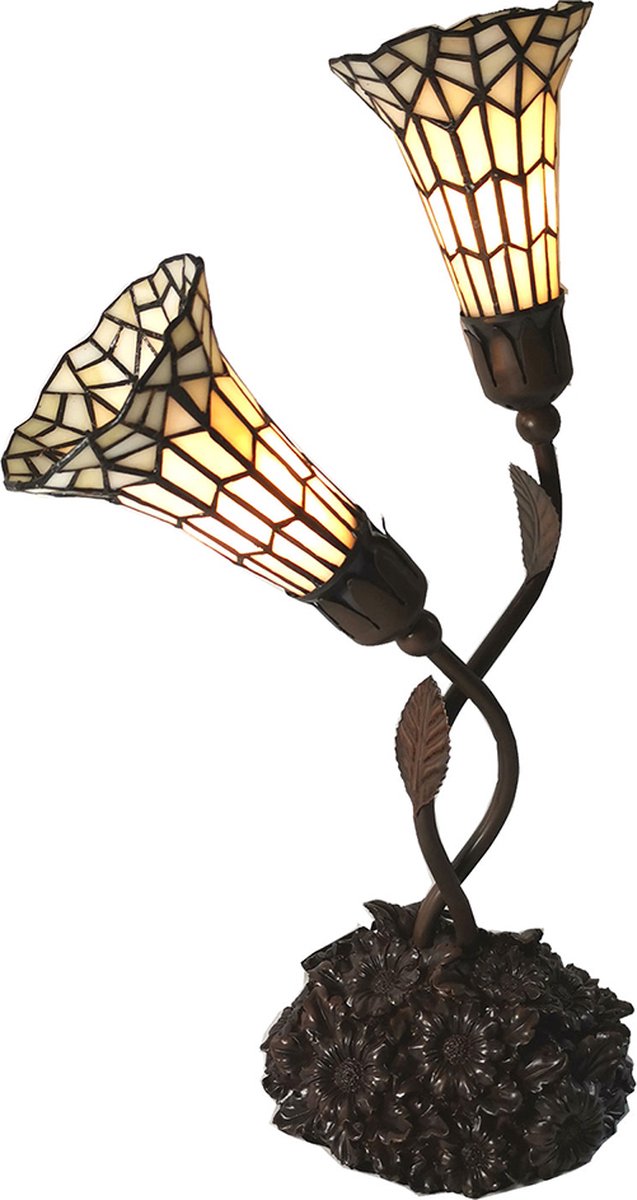 HAES deco - Tiffany Tafellamp Meerkleurig 34x25x58 Cm Fitting E14 / Lamp Max 2x25w