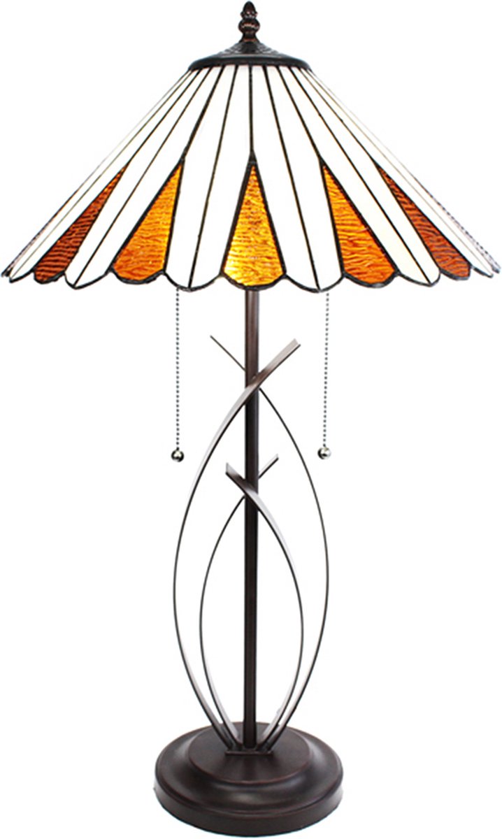 HAES deco - Tiffany Tafellamp Creme Ø 41x69 Cm Fitting E27 / Lamp Max 2x60w