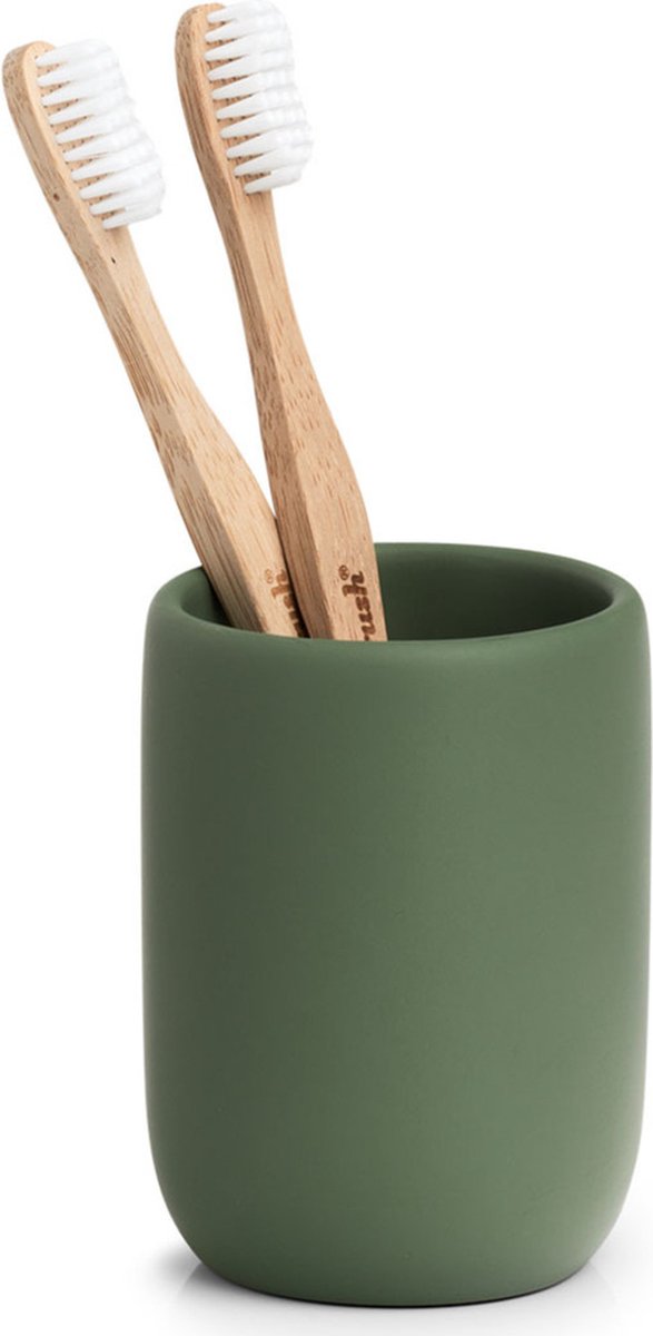 Zeller Badkamer Accessoires Set 2-delig - Kunststeen - Salie Groen - Zeeppompjes