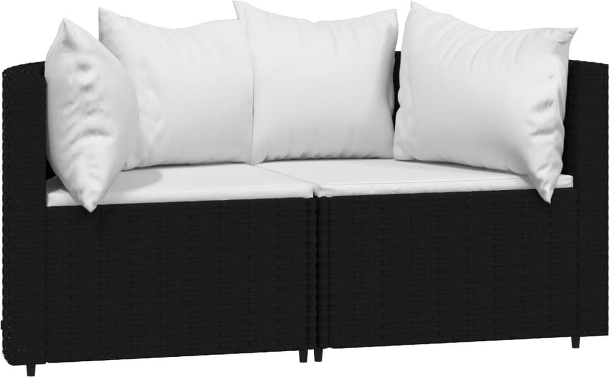 Vidaxl Tuinhoekbanken Met Kussens 2 St Poly Rattan - Negro