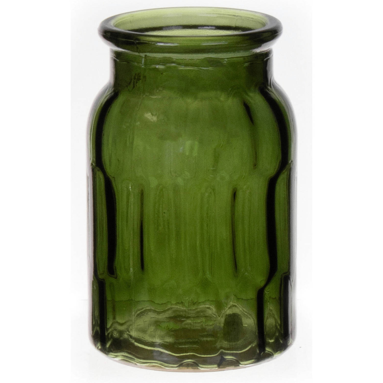 Bellatio Design Bloemenvaas Klein Transparant Glas - D10 X H16 Cm - Vazen - Groen