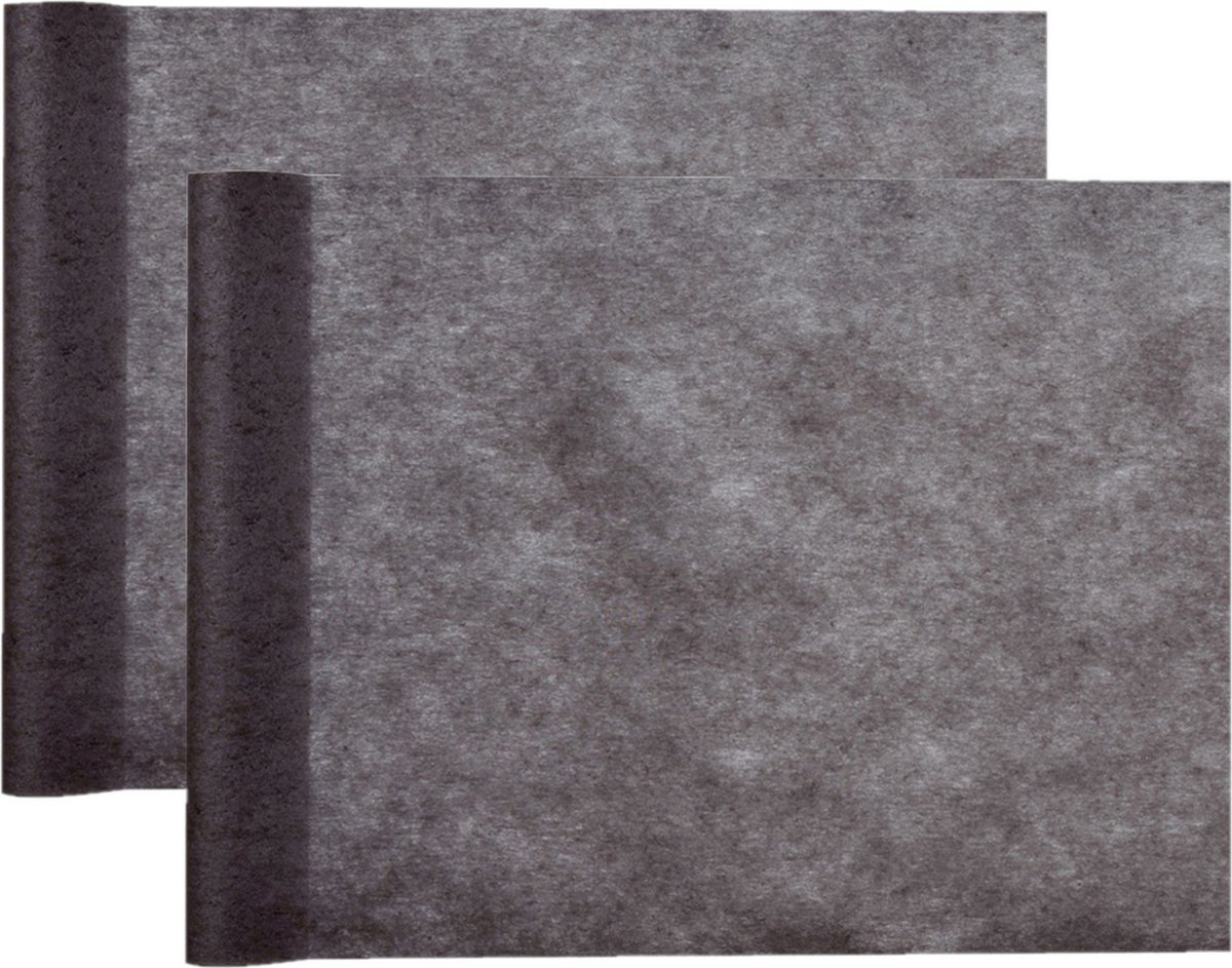 Santex Tafelloper Op Rol - 2x 30 Cm X 10 M - Non Woven Polyester - Feesttafelkleden - Zwart