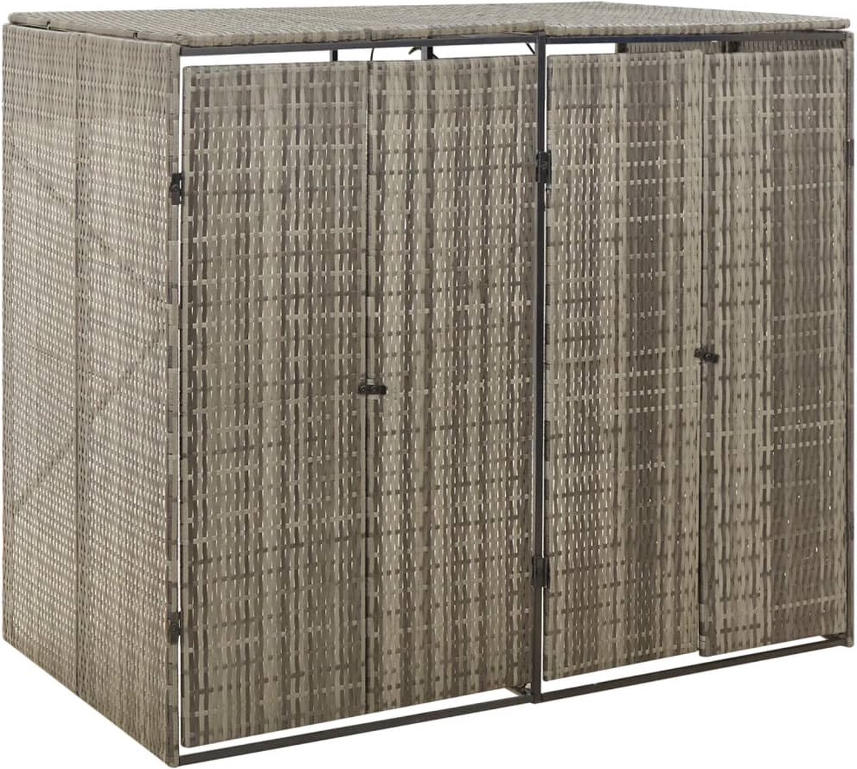 Vidaxl Containerberging Dubbel 140x80x117 Cm Poly Rattan - Gris