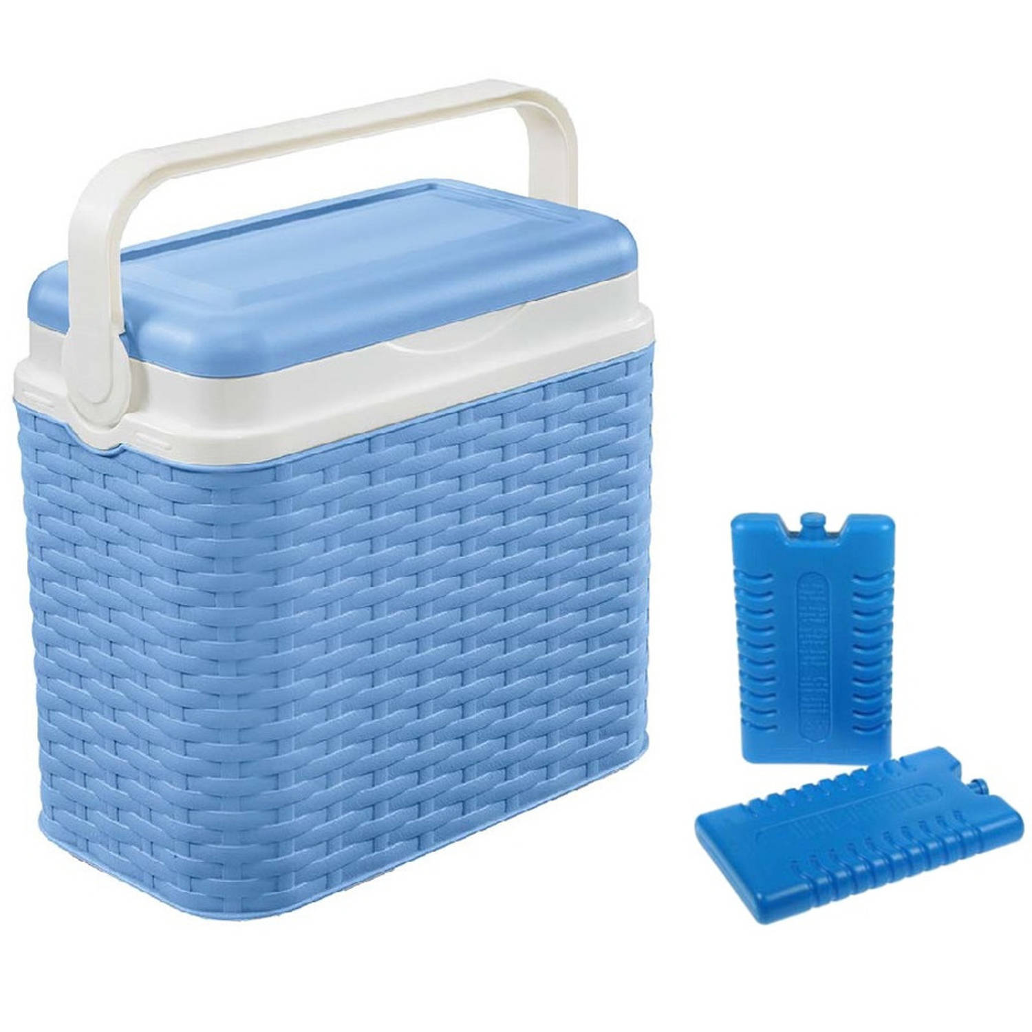 Gebro Koelbox Rotan 10 Liter 30 X 19 X 28 Cm Incl. 2 Koelementen - Koelboxen - Blauw