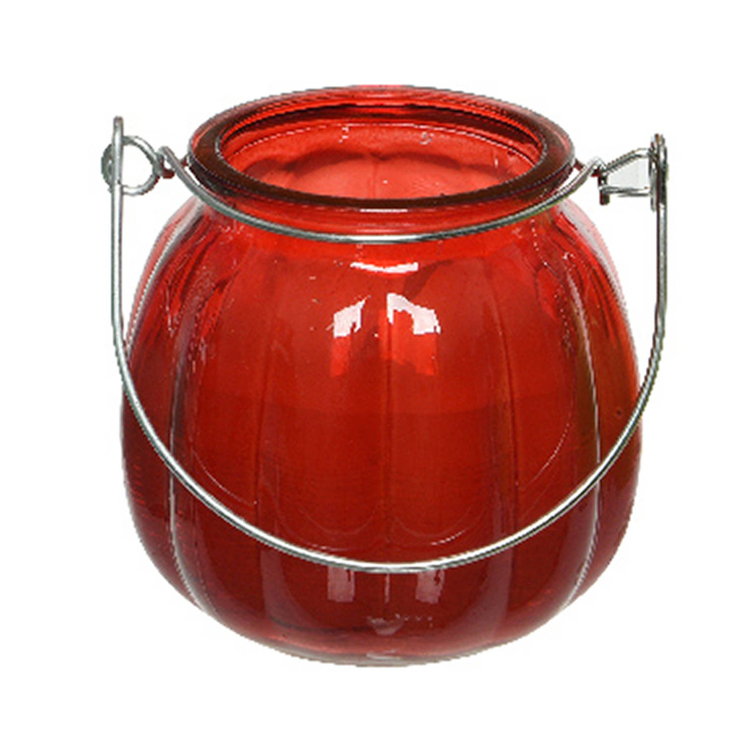 Decoris Citronella Kaars - Glas Anti Muggen - 15 Branduren - D8 X H8 Cm - Geurkaarsen - Rood