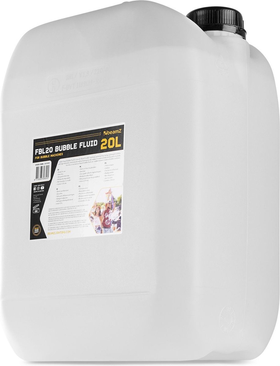 BEAMZ Bellenblaasvloeistof - Bellenblaasvloeistof Voor Bellenblaasmachines - 20 Liter
