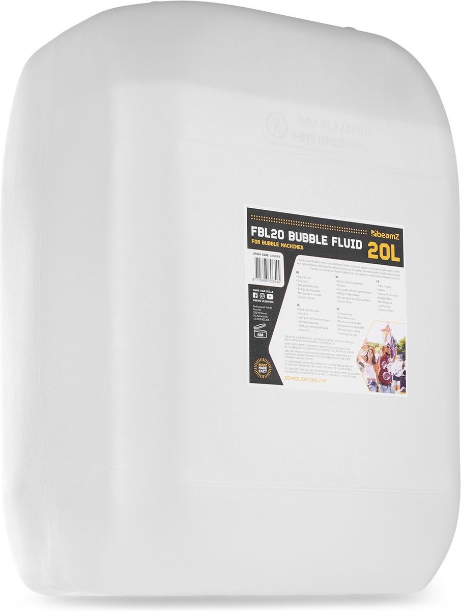 BEAMZ Bellenblaasvloeistof - Bellenblaasvloeistof Voor Bellenblaasmachines - 20 Liter
