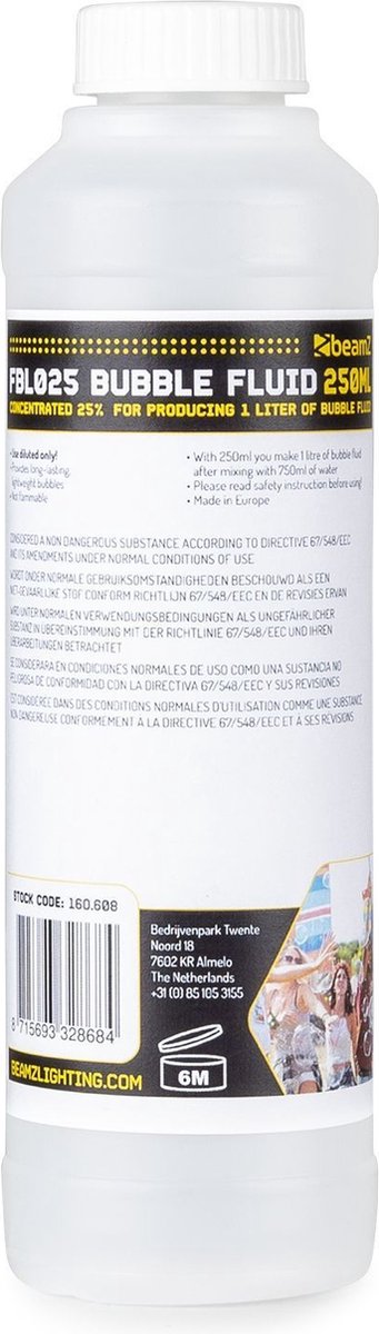 BEAMZ Bellenblaasvloeistof - Fbl025 Bellenblaasvloeistof Concentraat 250ml (25%)