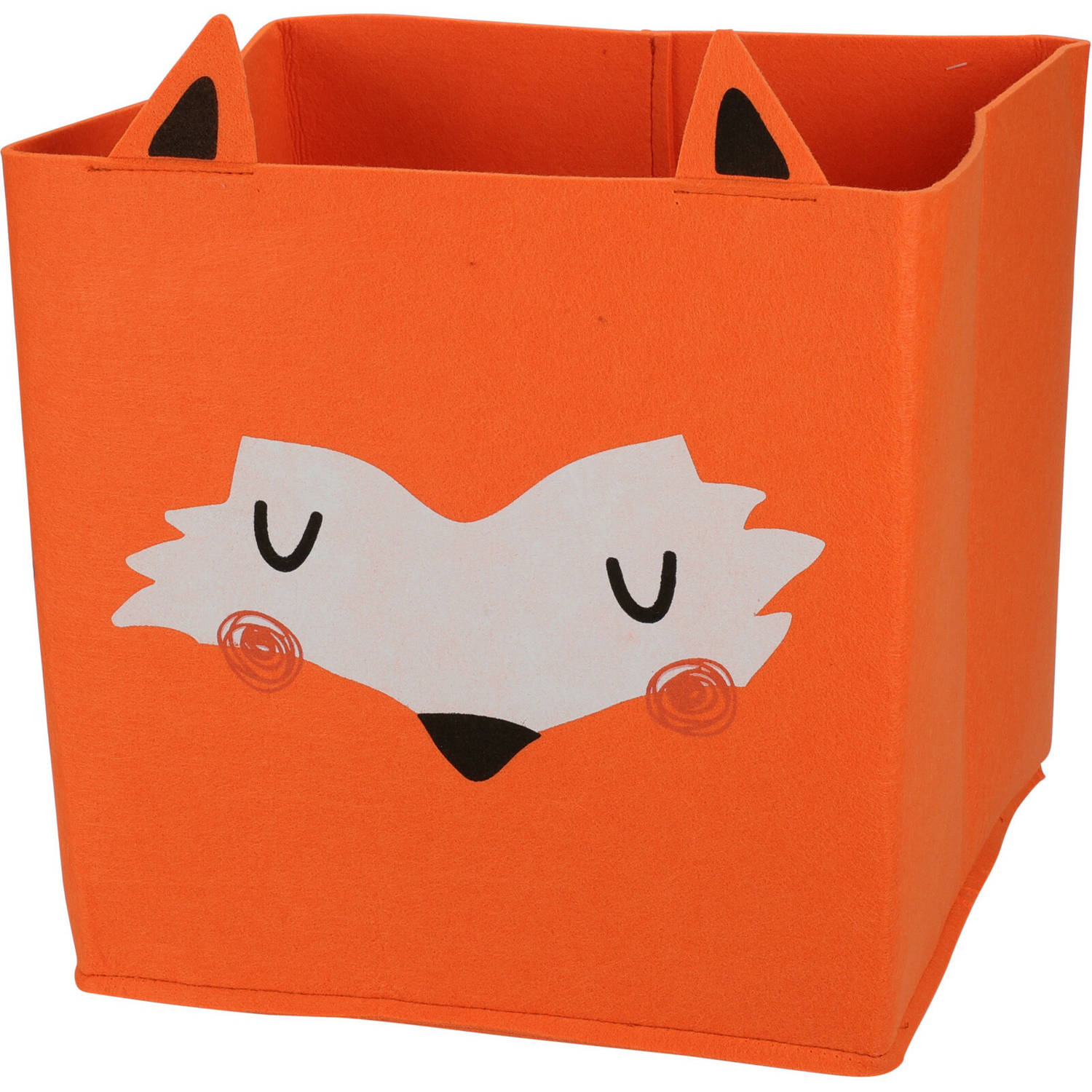 Opbergmand/kastmand Vilt Kinderkamer - Dieren Thema Vos - 32 X 32 X 32 Cm - Opbergmanden - Oranje