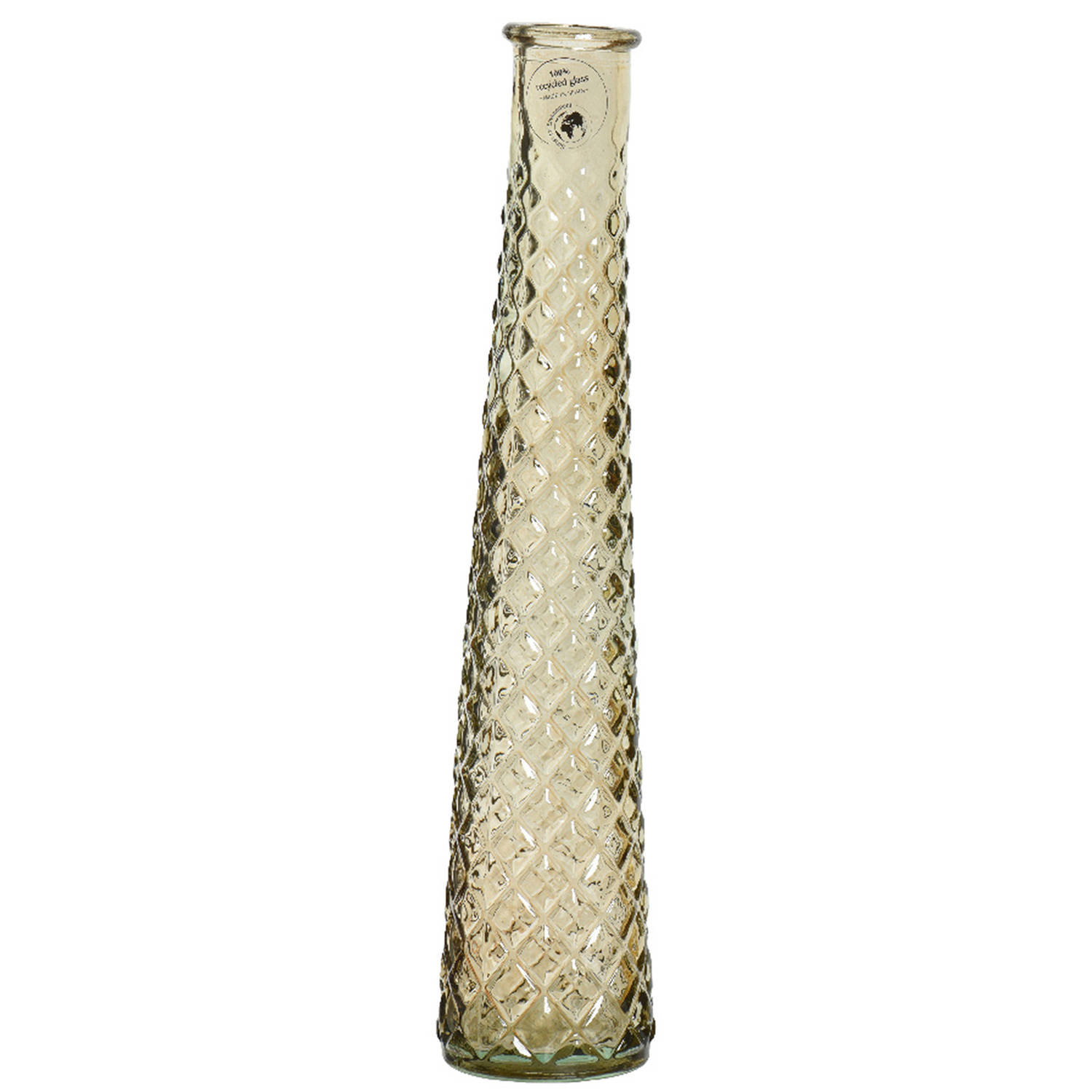 Decoris Vaas/bloemenvaas Van Gerecycled Glas - D7 X H32 Cm - Transparant - Vazen - Beige