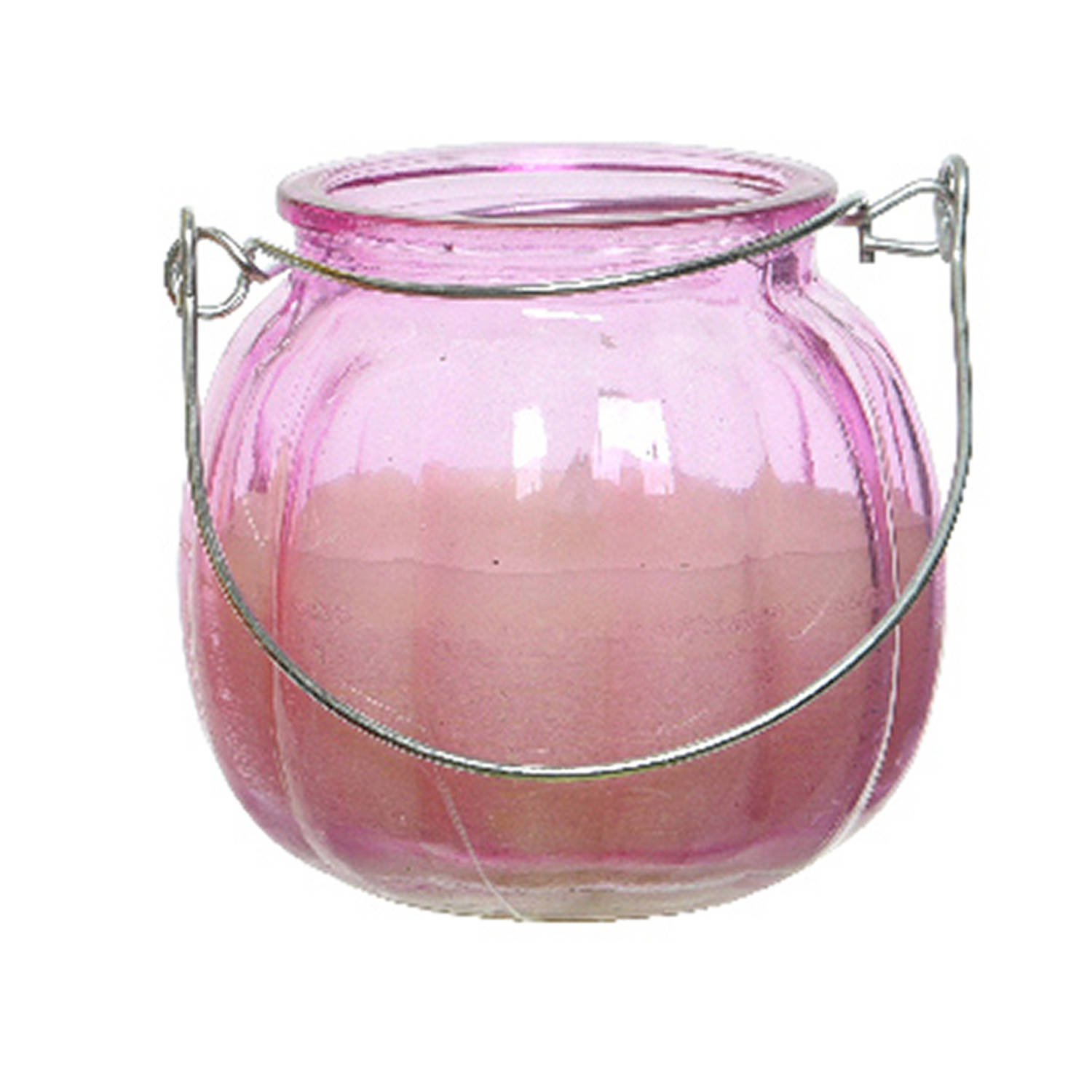 Decoris Citronella Kaars - Glas Anti Muggen - 15 Branduren - D8 X H8 Cm - Geurkaarsen - Roze