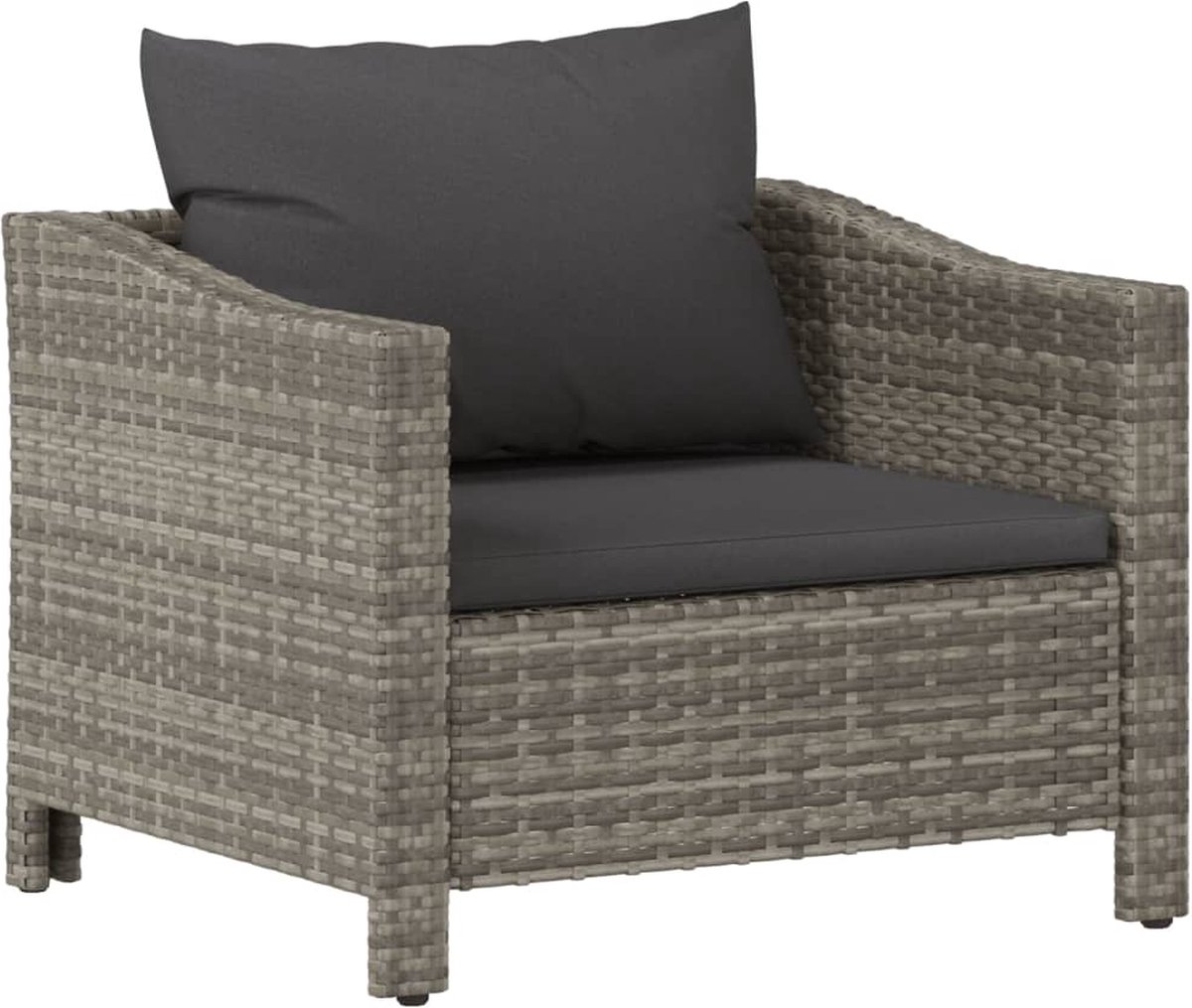 Vidaxl Tuinstoel Met Kussens Poly Rattan - Gris