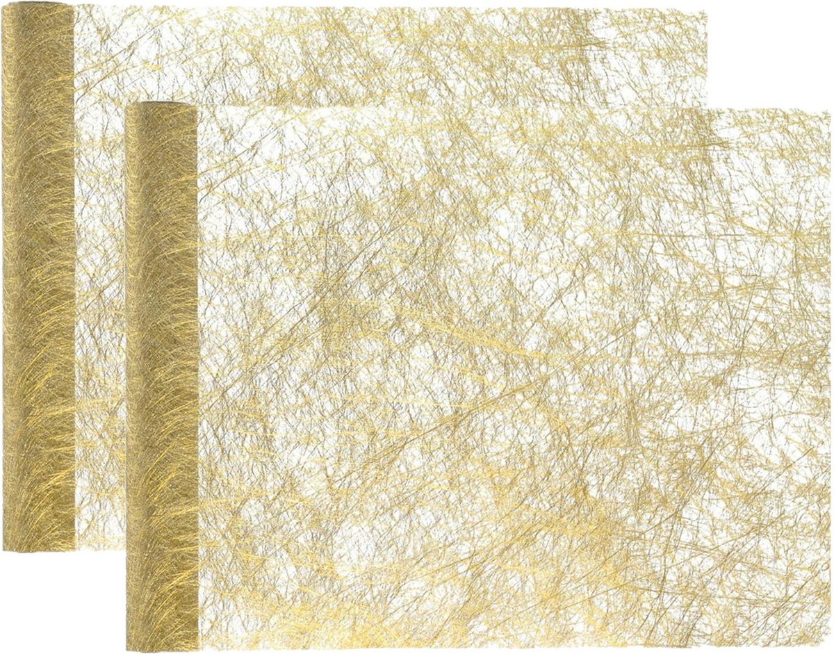 Santex Tafelloper Op Rol - 2x - Metallic Goud - 30 X 500 Cm - Non Woven Polyester - Feesttafelkleden