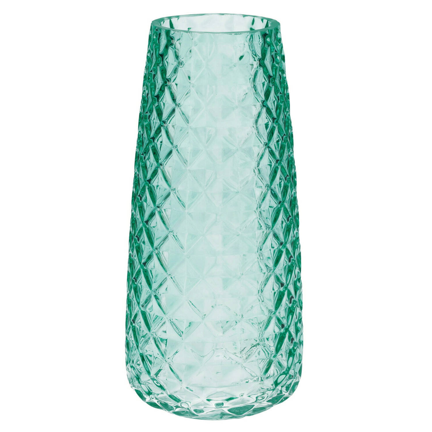 Bellatio Design Bloemenvaas Transparant Glas - D10 X H21 Cm - Vazen - Groen