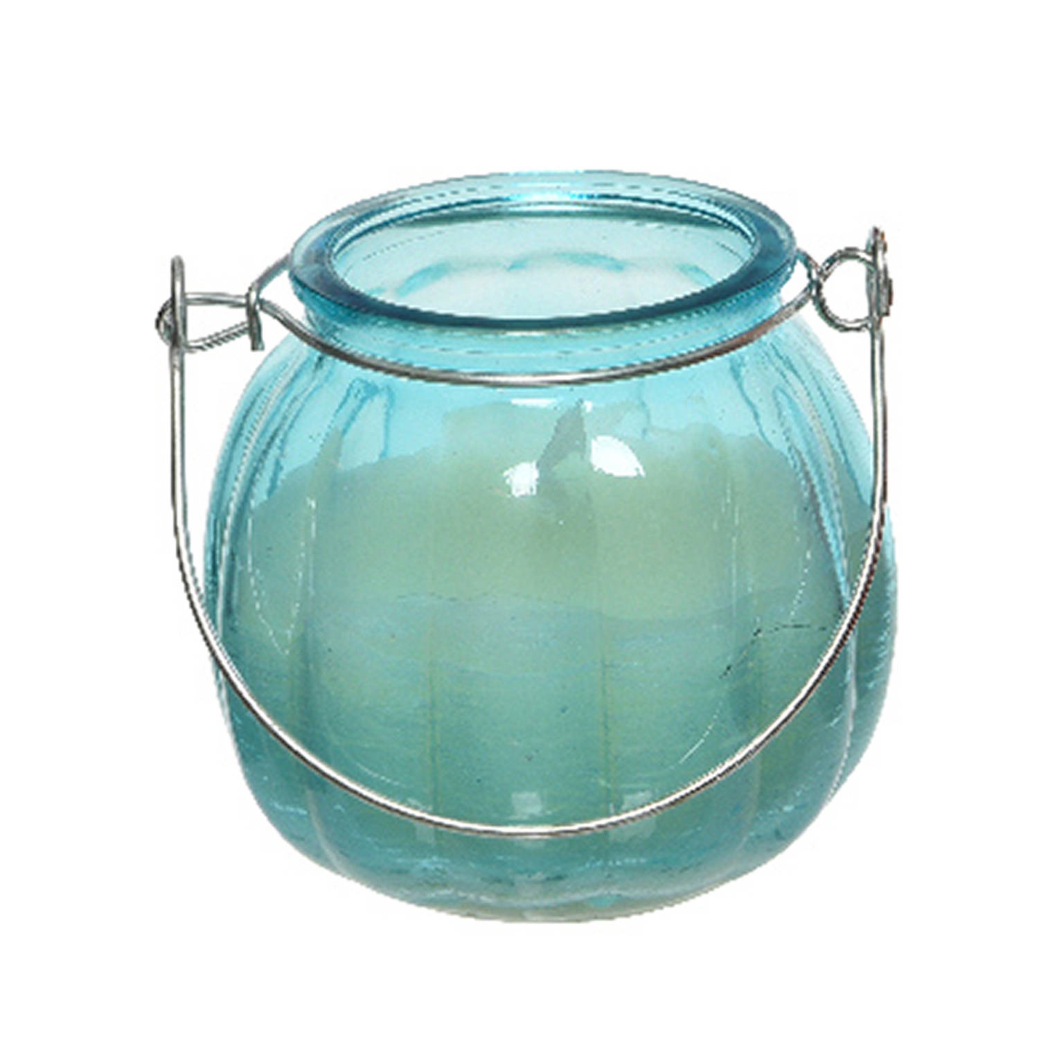 Decoris Citronella Kaars - Glas Anti Muggen - 15 Branduren - D8 X H8 Cm - Geurkaarsen - Blauw