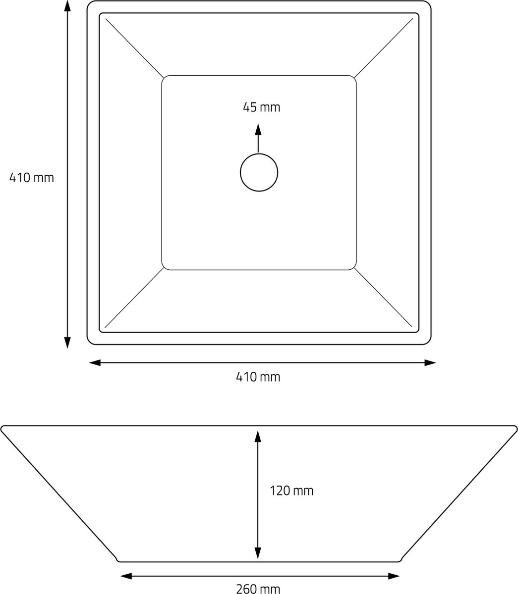 Wastafel Vierkante Vorm 41x41x12 Cm Keramisch Ml-design - Zwart