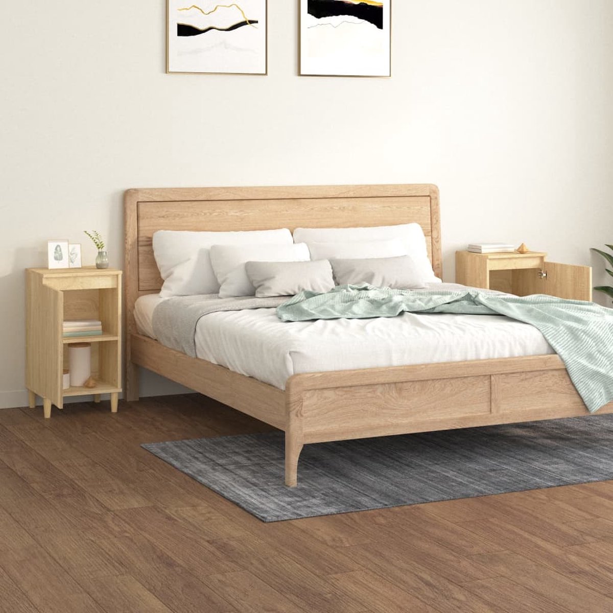 Vidaxl Nachtkastjes 2 St 40x35x70 Cm Bewerkt Hout Sonoma Eikenkleurig - Bruin