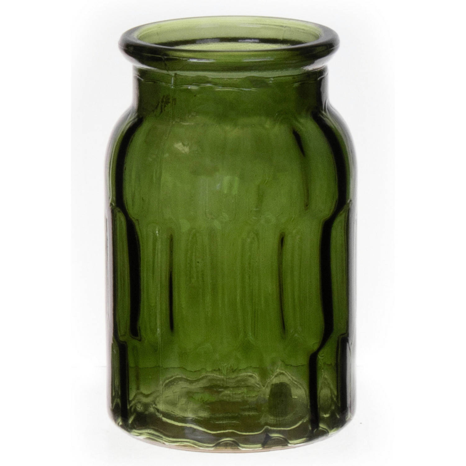 Bellatio Design Bloemenvaas Transparant Glas - D12 X H18 Cm - Vazen - Groen