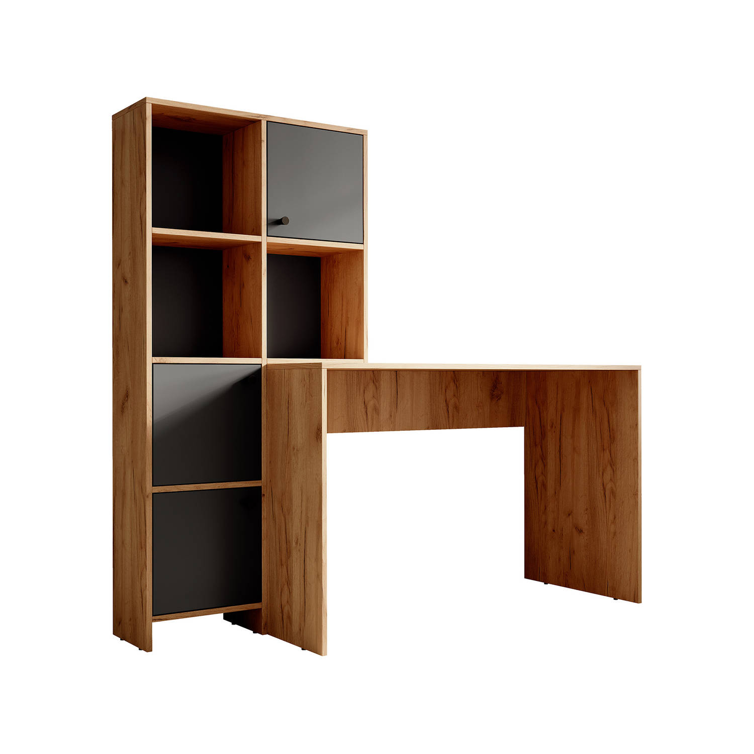 Meubella - Bureau Hyatt - Eiken - Antraciet - 156 Cm