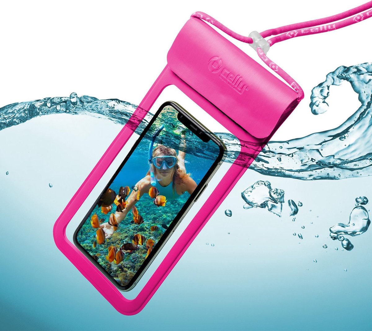 Celly - Splashbag Beschermhoes Xl Voor Smartphone, - - Rosa