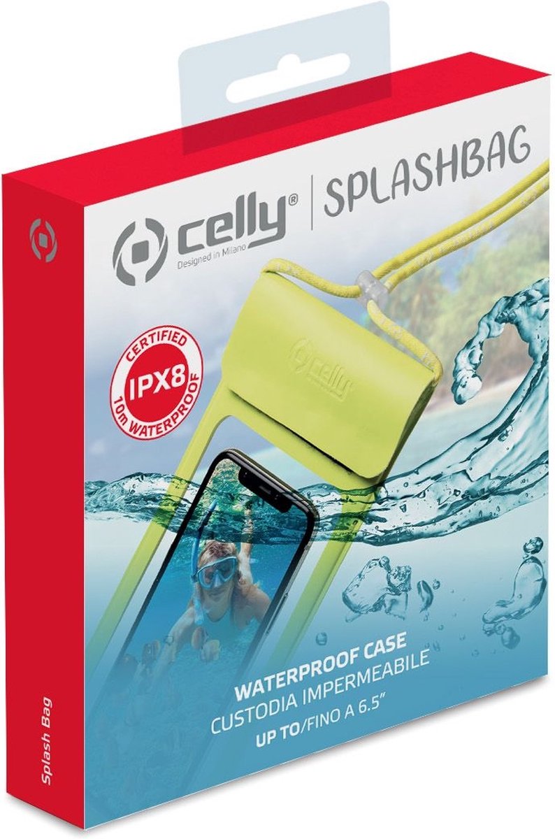 Celly - Splashbag Beschermhoes Xl Voor Smartphone, - - Geel