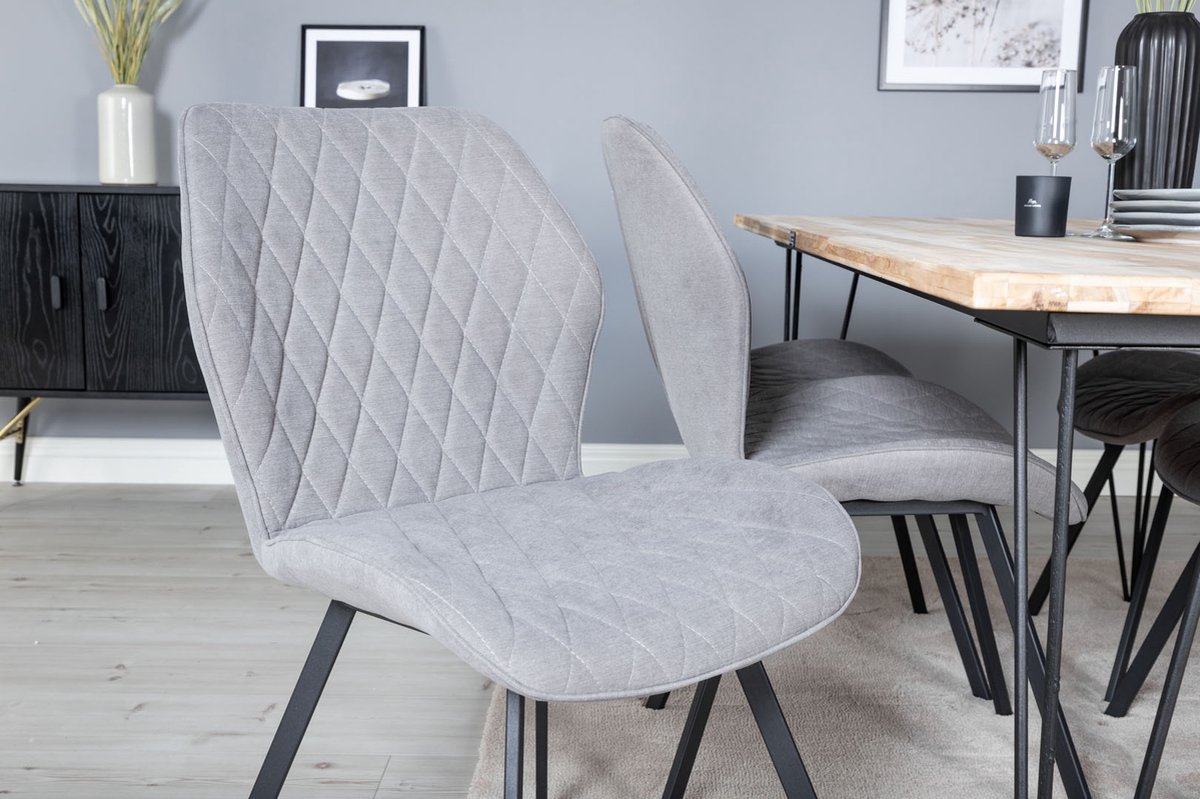 Bali Eethoek Eetkamertafel Teakhout En 6 Gemma Eetkamerstal Grijs.