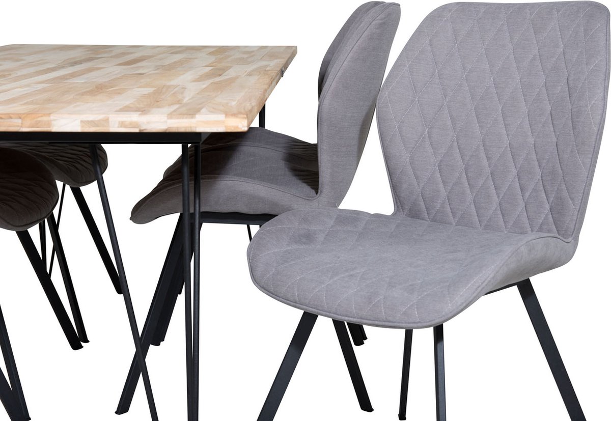 Bali Eethoek Eetkamertafel Teakhout En 6 Gemma Eetkamerstal Grijs.