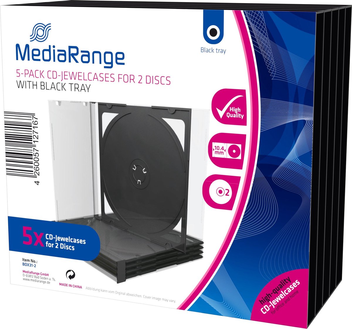 MediaRange BOX31-2 5 Stuks, voor CD/DVD