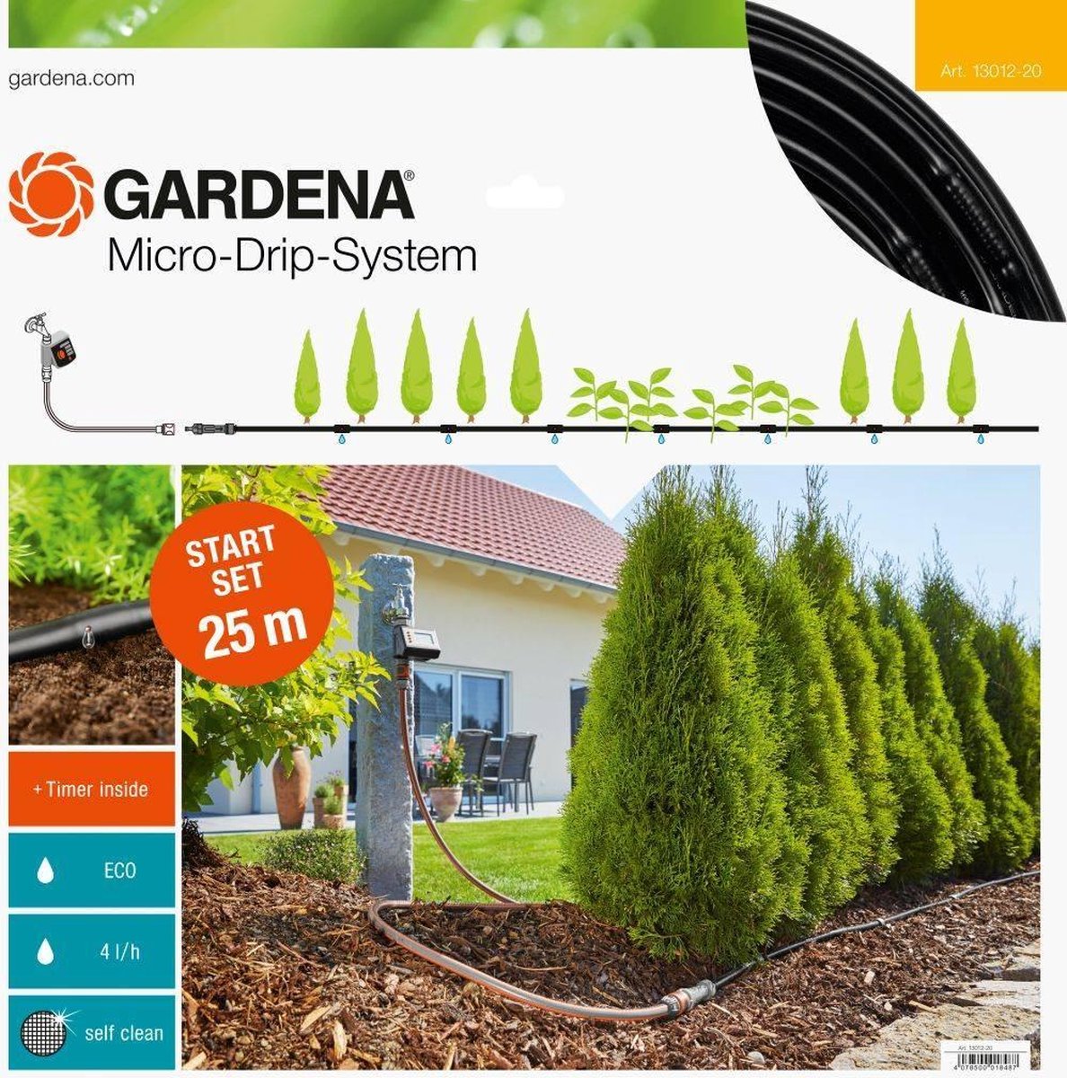 GARDENA Micro-Drip-System startset M voor rijplanten met besproeiingscomputer 13012-20 - Grijs