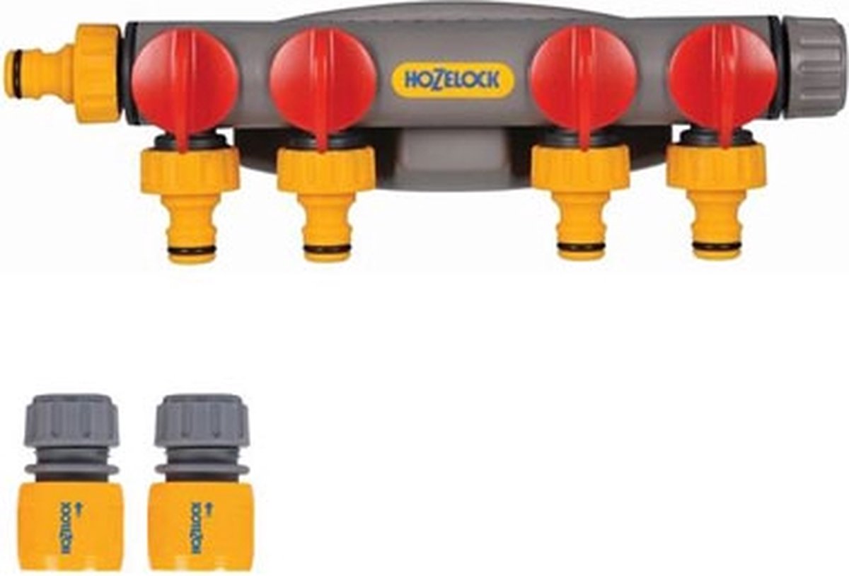 Hozelock 2150 4-weg waterverdeler reguleerventiel - Geel