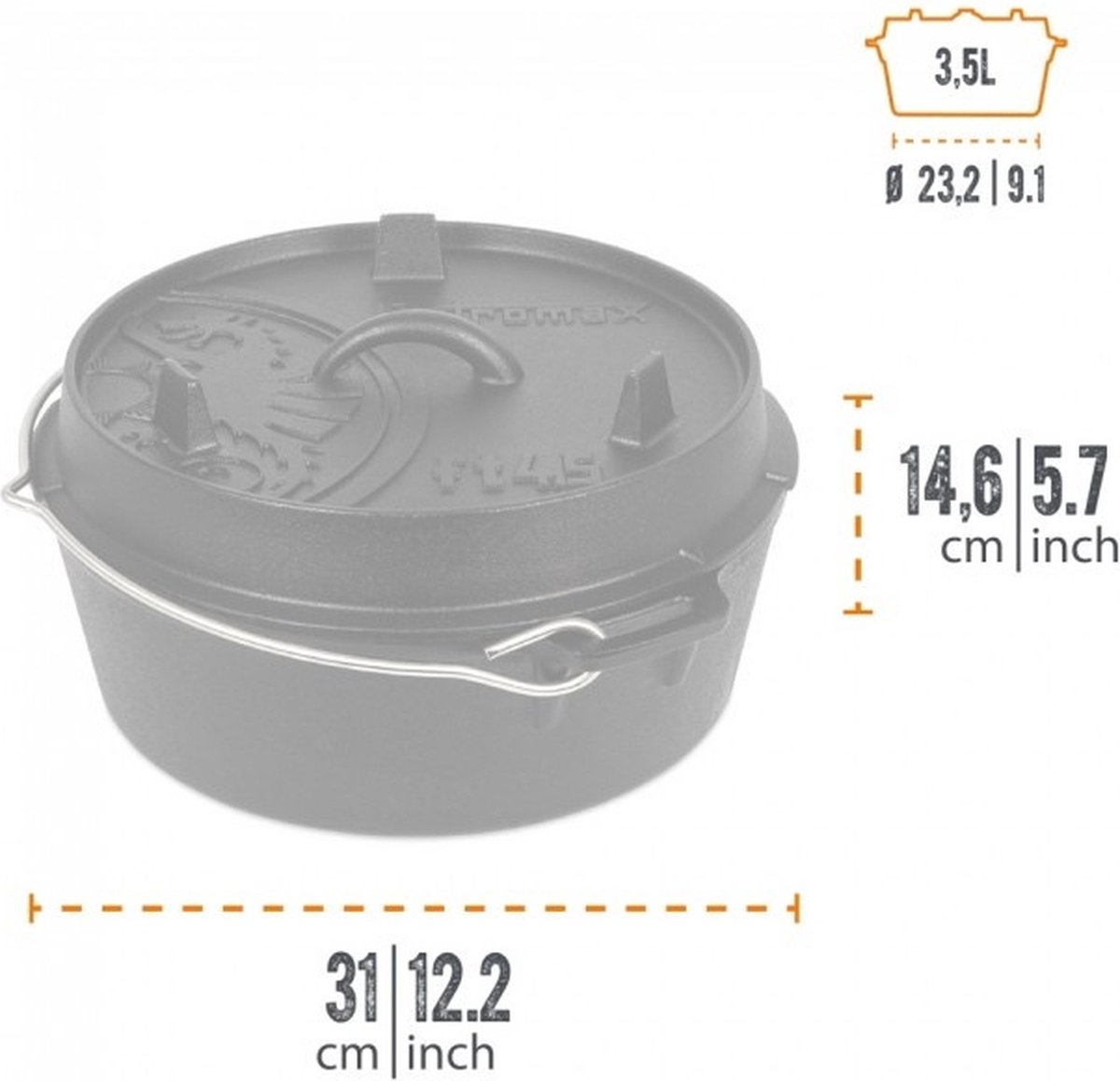 Petromax Dutch Oven ft4.5-t 3,5 liter