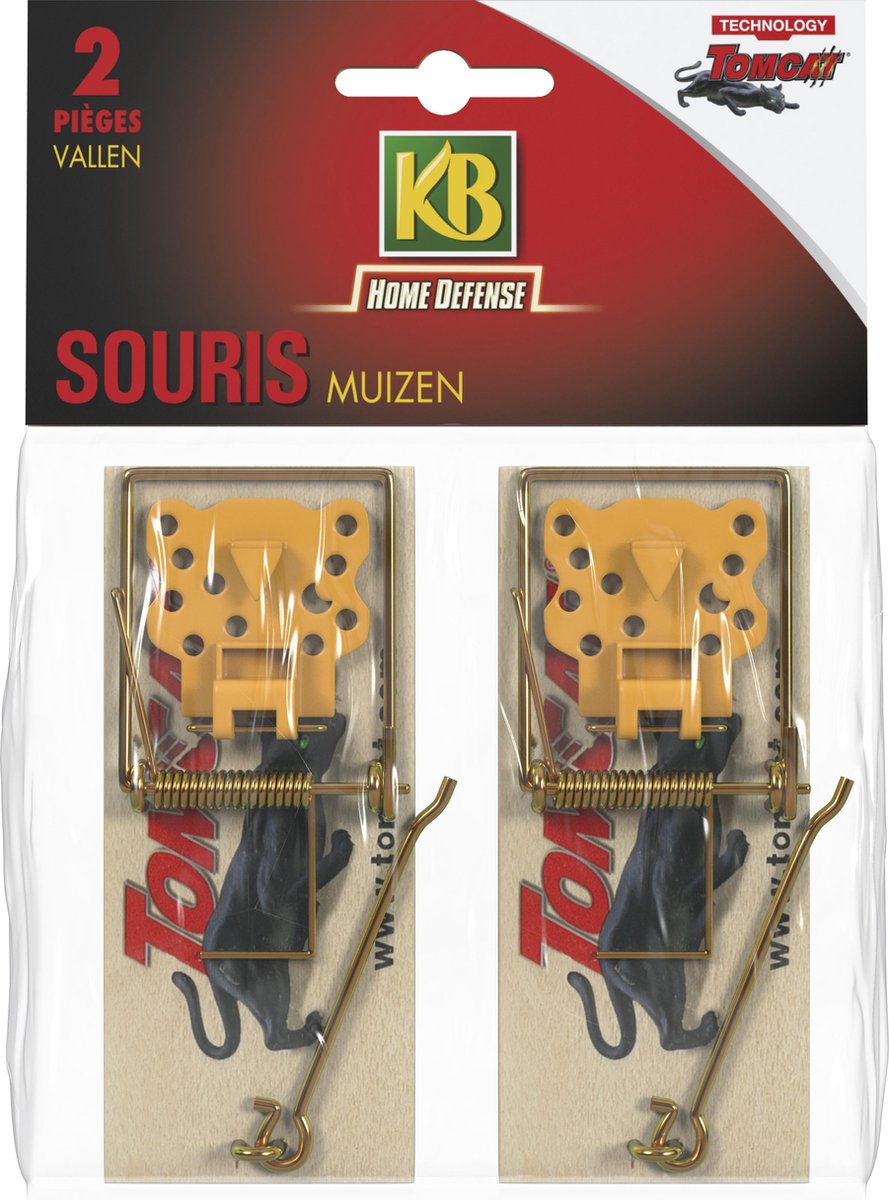 KB Home Defense Klassieke houten muizenval, 2 stuks