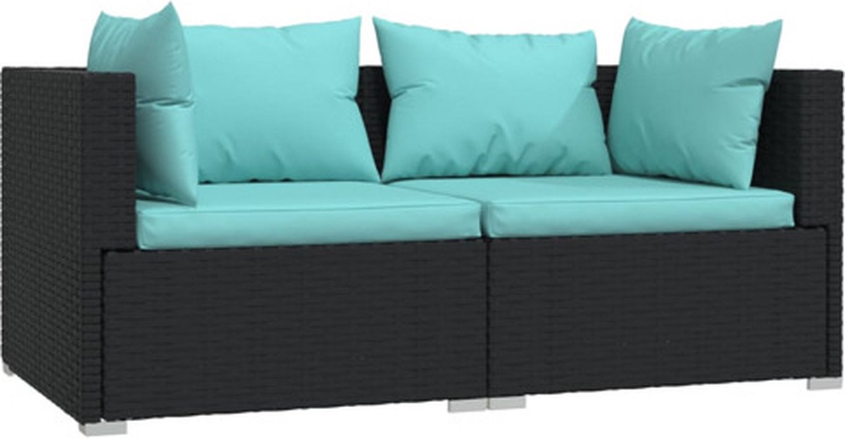 Vidaxl 3-delige Loungeset Met Kussens Poly Rattan - Zwart